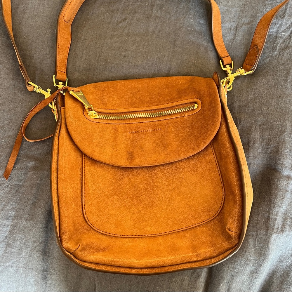 Aimee Kestenberg Caramel Tan Leather Crossbody Satchel